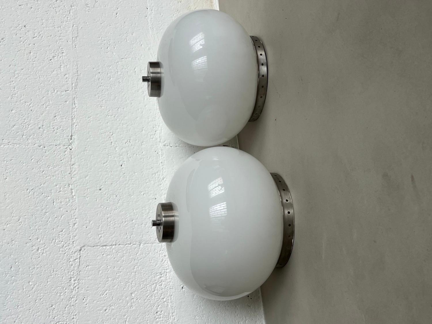 Mid-Century Modern Set of Two Appliques / Ceiling lamps / Bedside table Lamps By Goffredo Reggiani For Sale