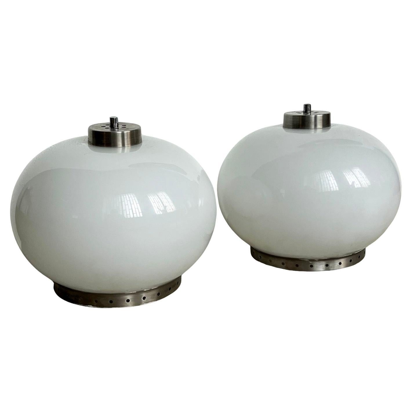 Set of Two Appliques / Ceiling lamps / Bedside table Lamps By Goffredo Reggiani For Sale