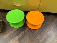Set of Two Orange and Green Mushroom Designed by Eero Aarnio