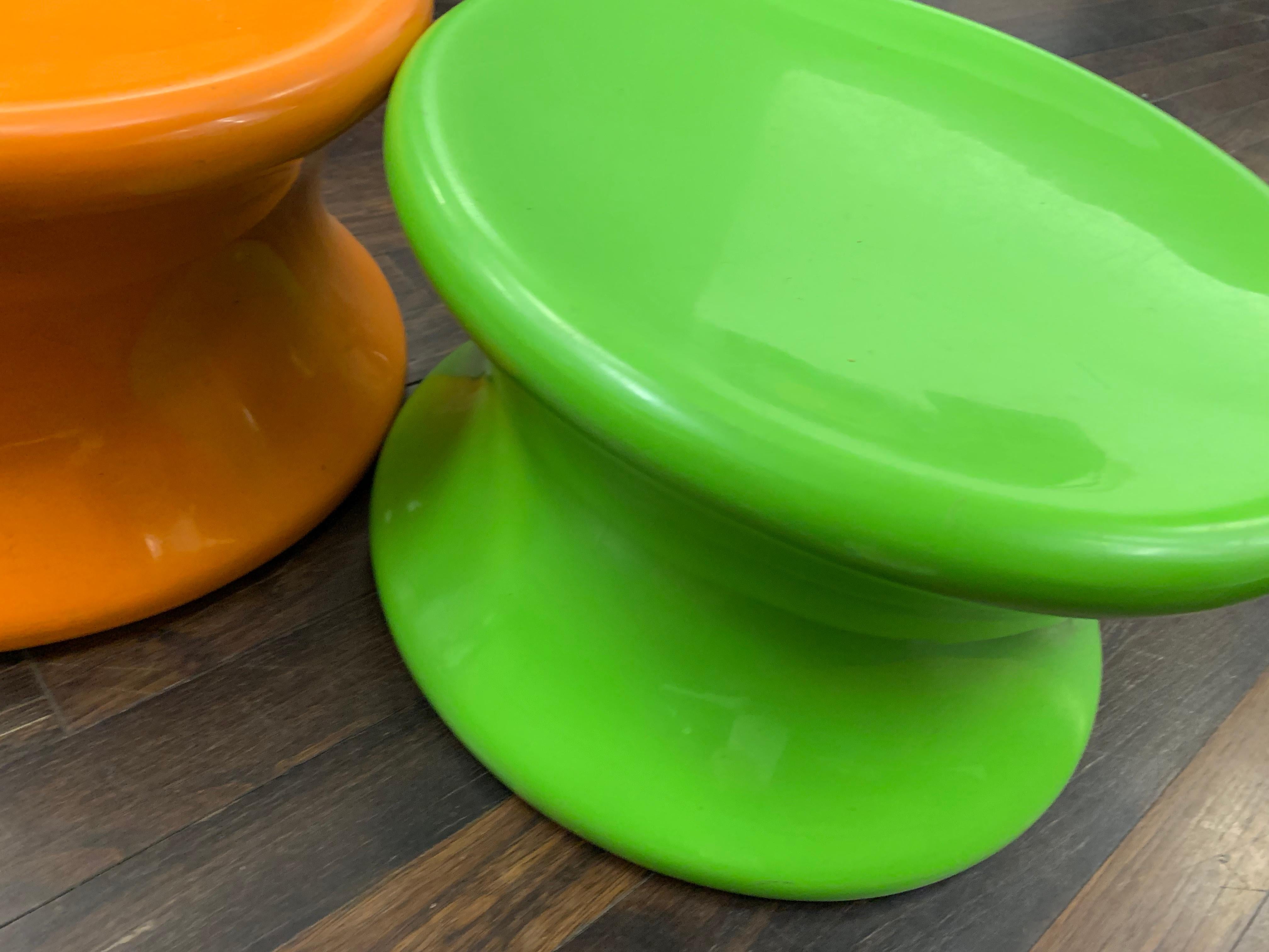 Set of Two Orange and Green Mushroom Designed by Eero Aarnio In Fair Condition In New York, NY