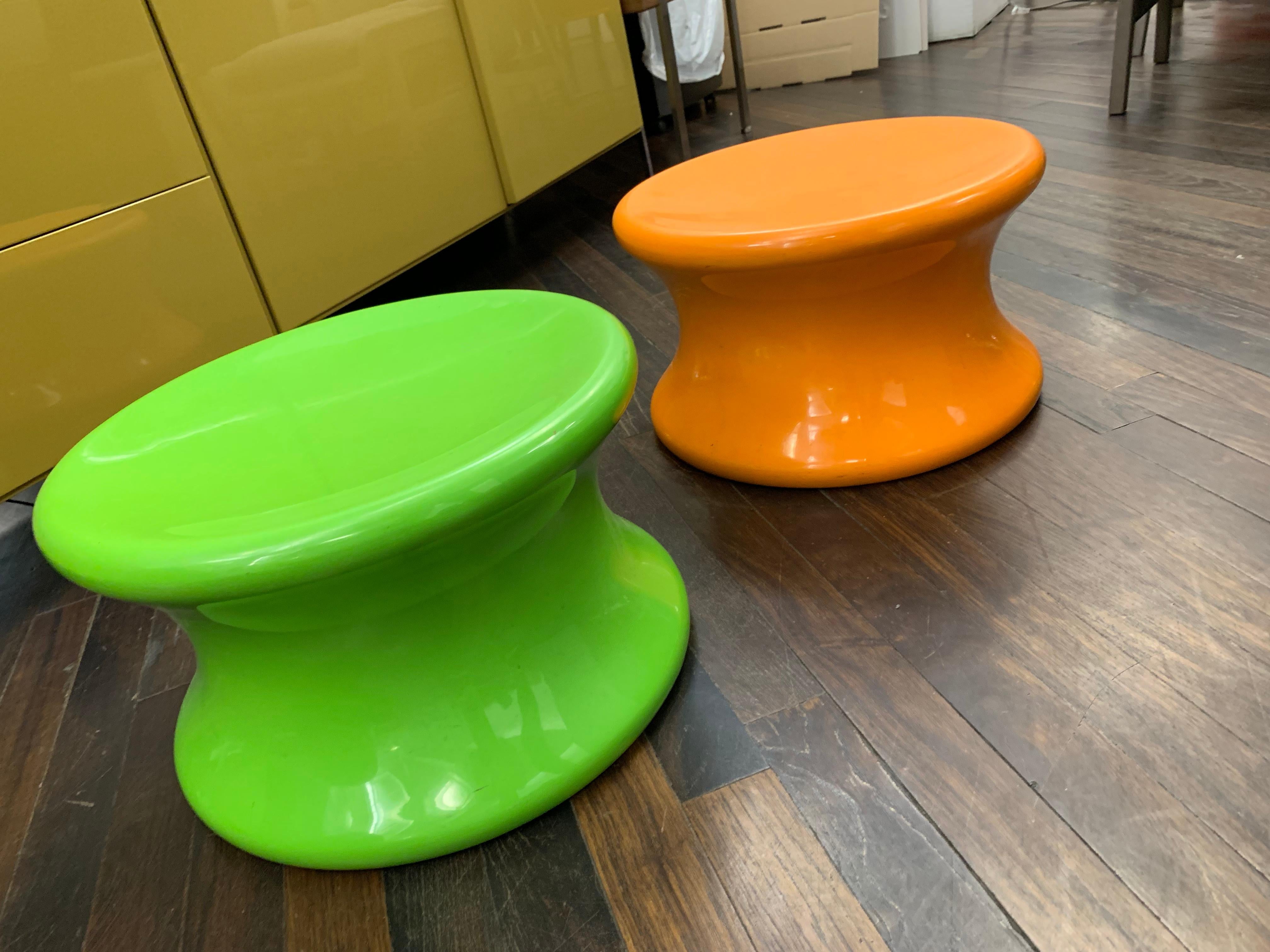 Set of Two Orange and Green Mushroom Designed by Eero Aarnio 1