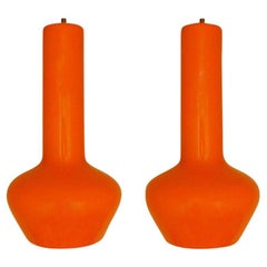 Ensemble de deux lampes suspendues orange de Gino Vistosi, Italie, années 1960