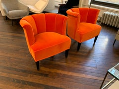 Set of Two Orange Velvet Josef Hoffmann Alleegasse