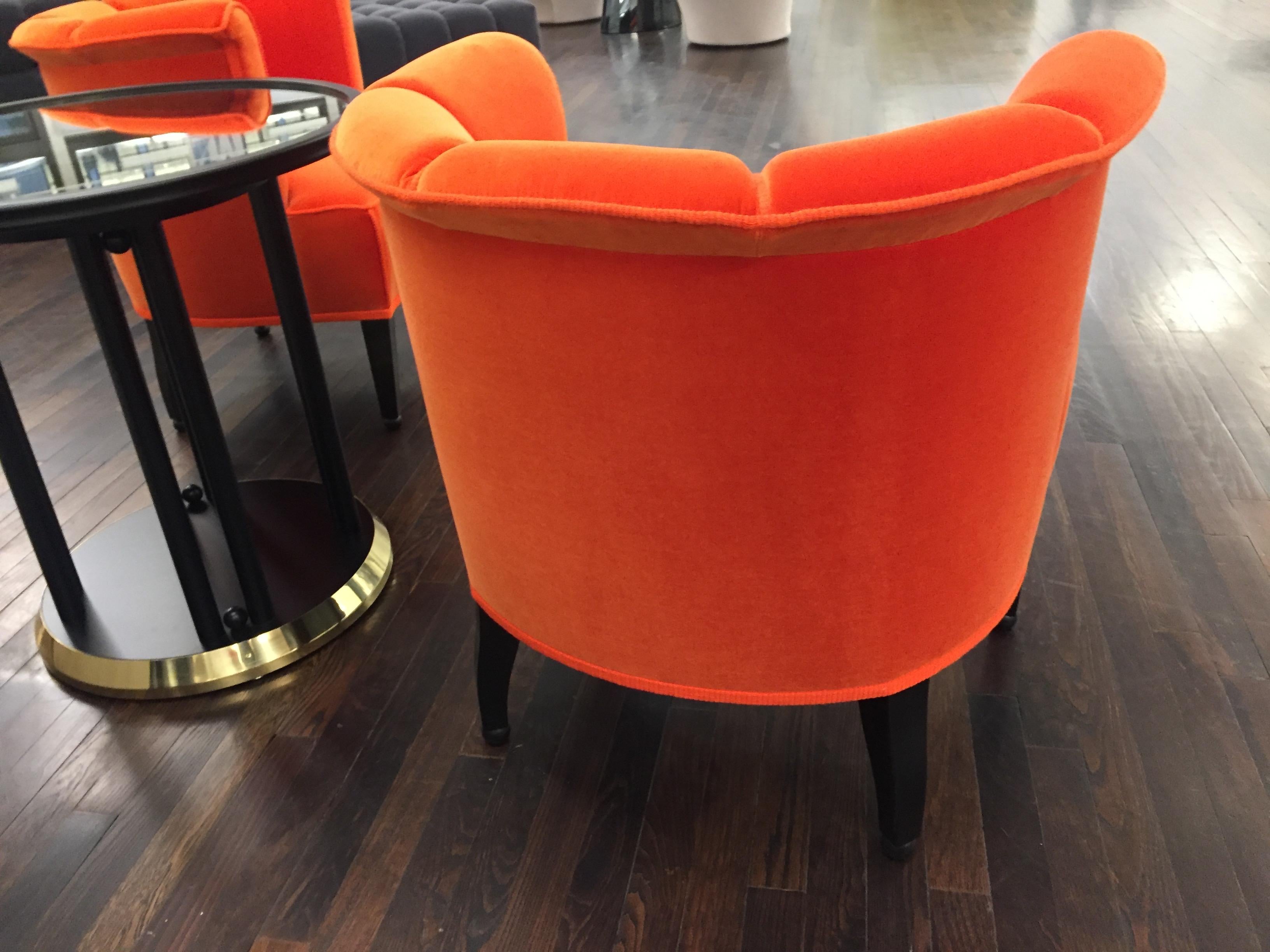 Set of Two Orange Velvet Josef Hoffmann Alleegasse In Excellent Condition In New York, NY