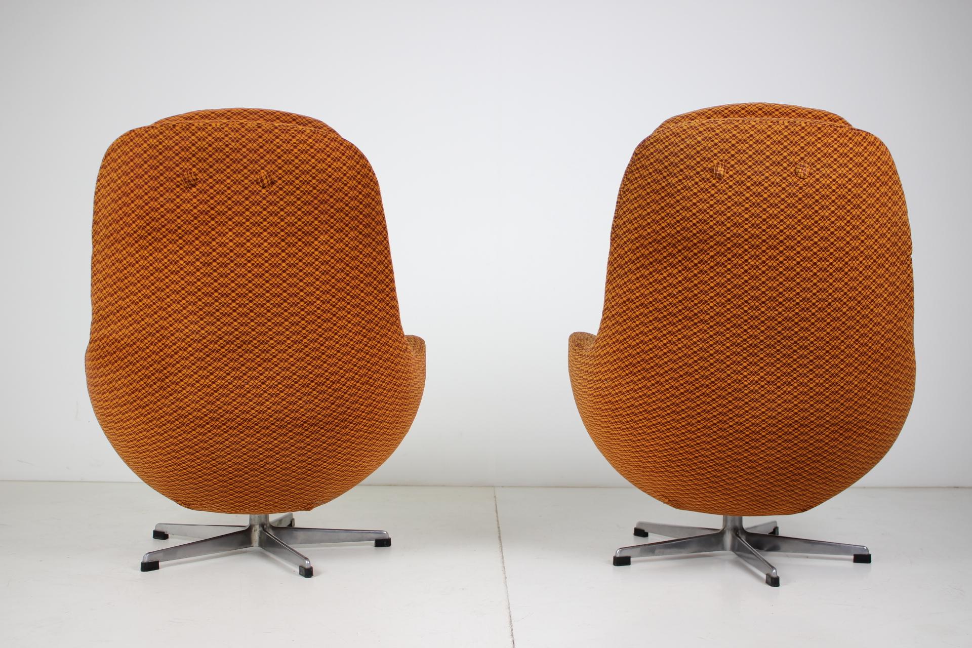 Set of Two Orange Wing Chairs/ Interiér Praha, Czechoslovakia 1