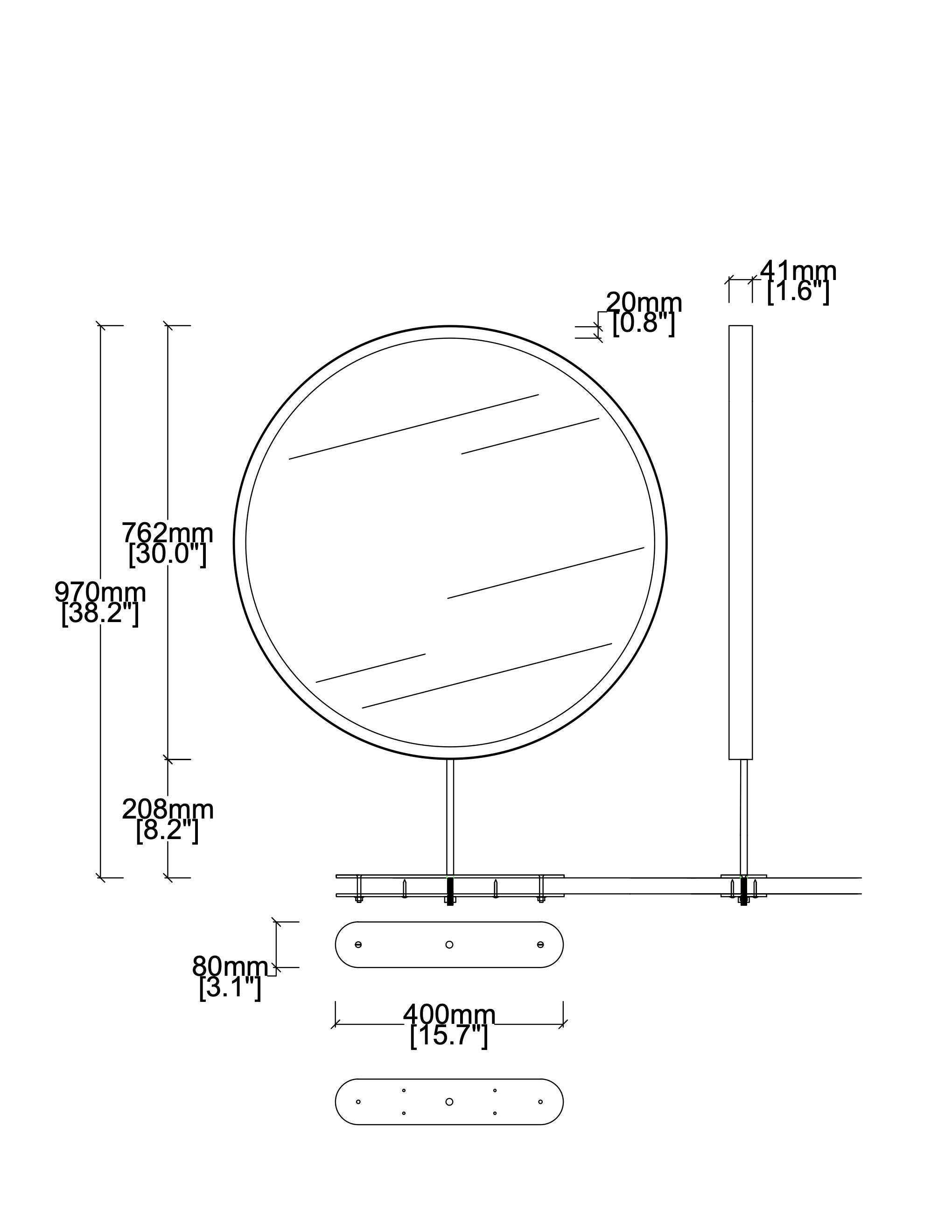 Set of Two Orbis Round Countertop Illuminated Mirrors with Modern Brass Frame For Sale 4