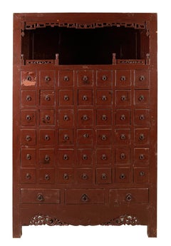 Set di due armadietti da farmacia orientali Legno, metallo Forse Cina, XIX secolo