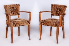 Set aus zwei Original-Art déco-Sesseln, von Jules Leleu, Buche, Frankreich, 1930er Jahre