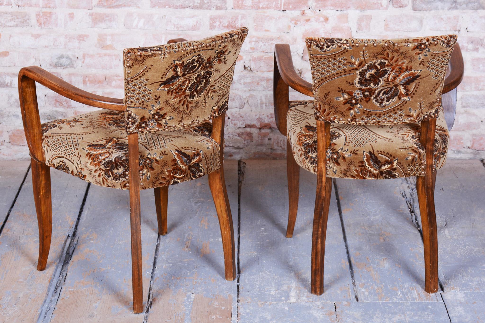 Set di due poltrone Art Deco originali, di Jules Leleu, Beeche, Francia, anni '30 In condizioni buone in vendita a Brandys nad Labem, Středočeský kraj