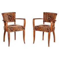 Set aus zwei Original-Art déco-Sesseln, von Jules Leleu, Buche, Frankreich, 1930er Jahre