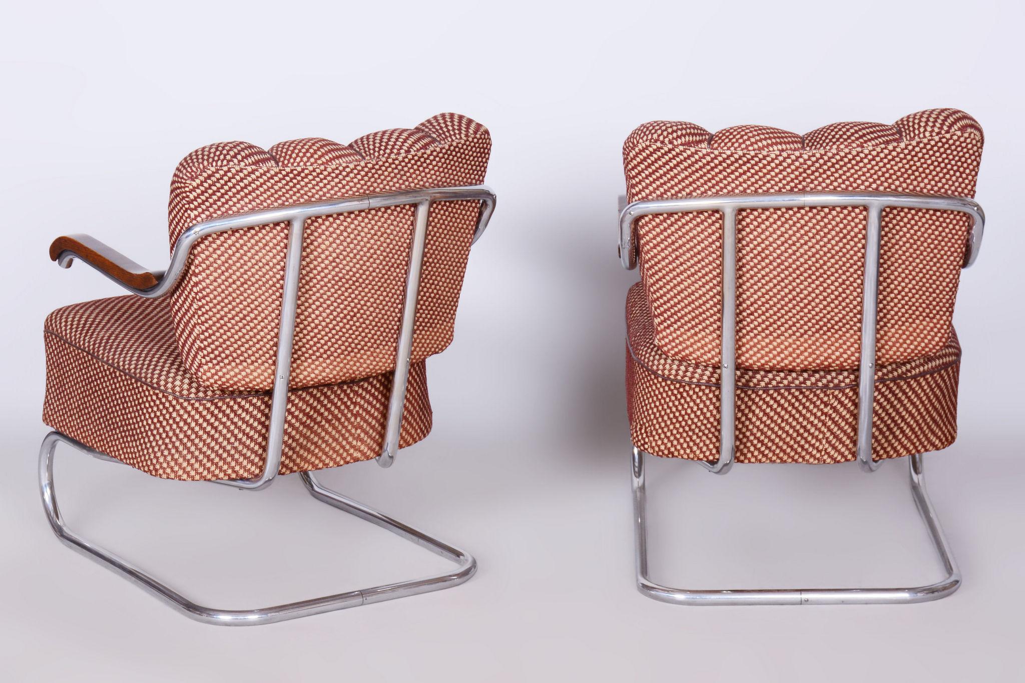 Ensemble de deux fauteuils Bauhaus originaux, par O. Zoufalý, chrome, tchèque, années 1930 en vente 2