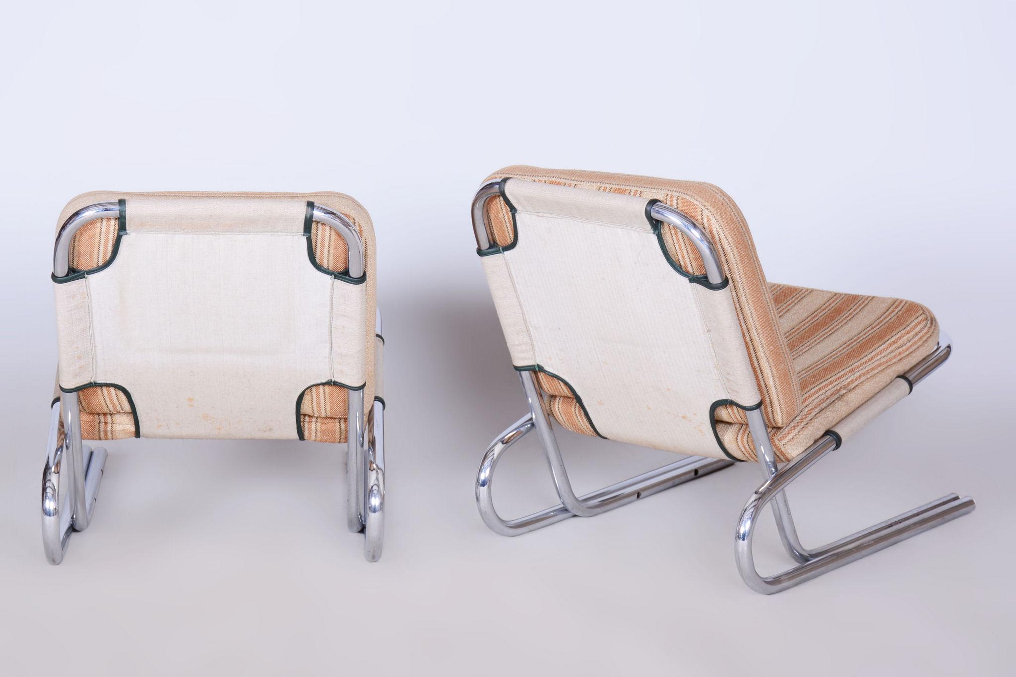 Ensemble de deux fauteuils Bauhaus originaux, acier chromé, Allemagne, années 1940 en vente 5