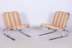 Set of Two Original Bauhaus Armchairs, Chrome-Plated Steel, Germany, 1940s