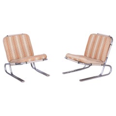 Vintage Set of Two Original Bauhaus Armchairs, Chrome-Plated Steel, Germany, 1940s