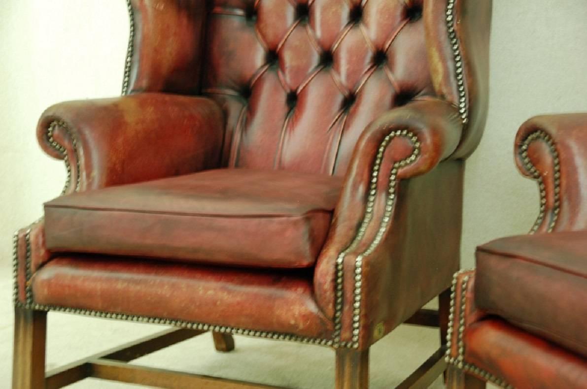 Hand-Crafted Set of Two Original Chesterfield Chairs For Sale