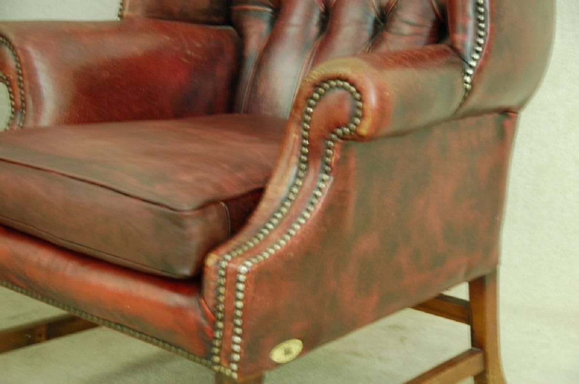 Hardwood Set of Two Original Chesterfield Chairs For Sale