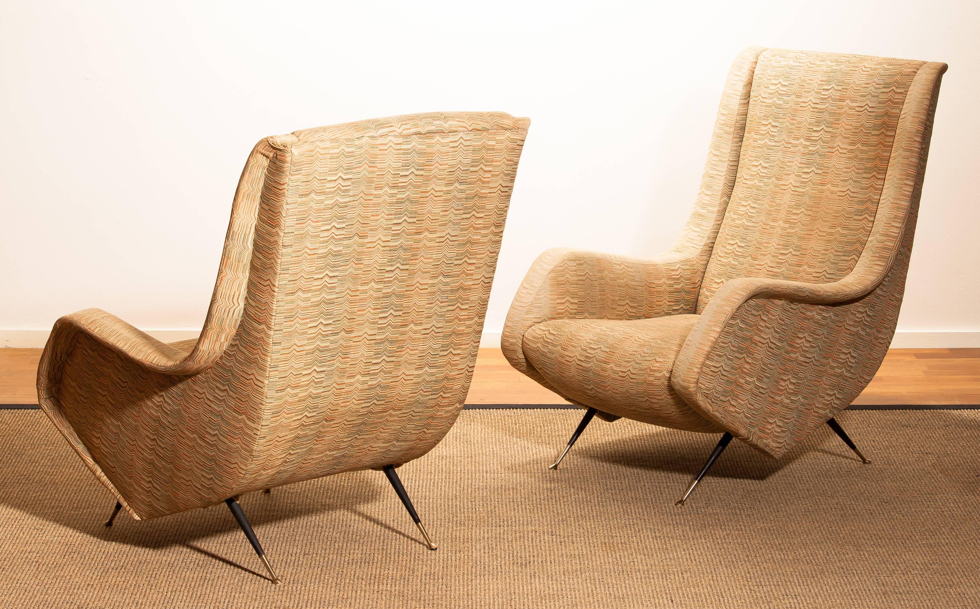 Mid-Century Modern Set of Two Original Easy Chairs from the 1950s by Aldo Morbelli for Isa Bergamo