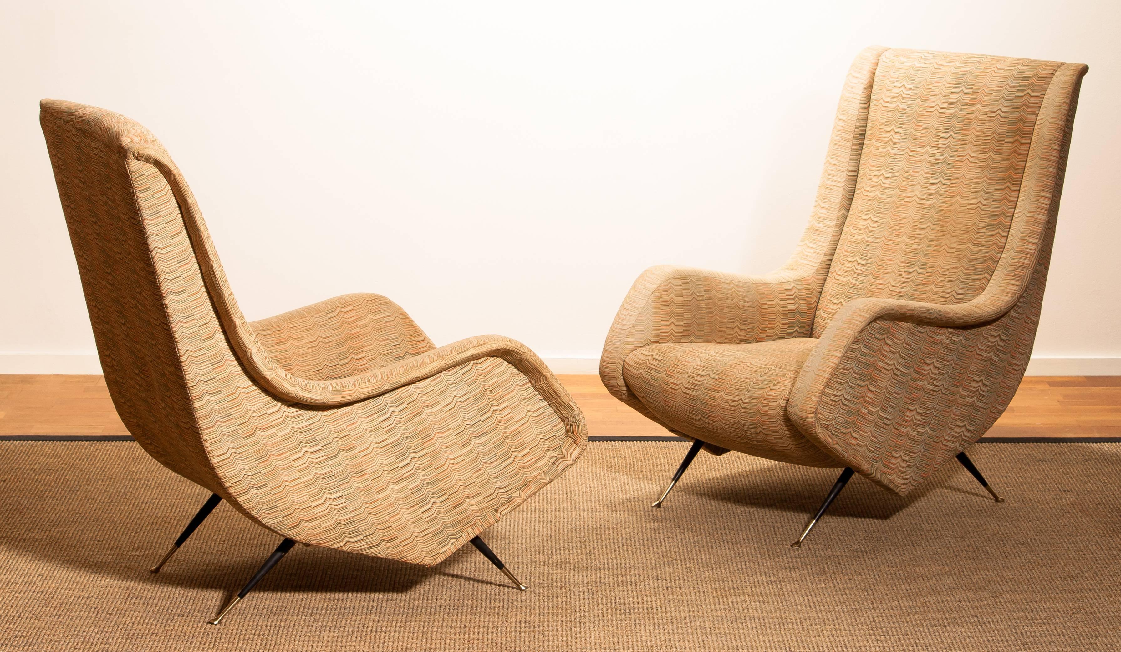 Italian Set of Two Original Easy Chairs from the 1950s by Aldo Morbelli for Isa Bergamo