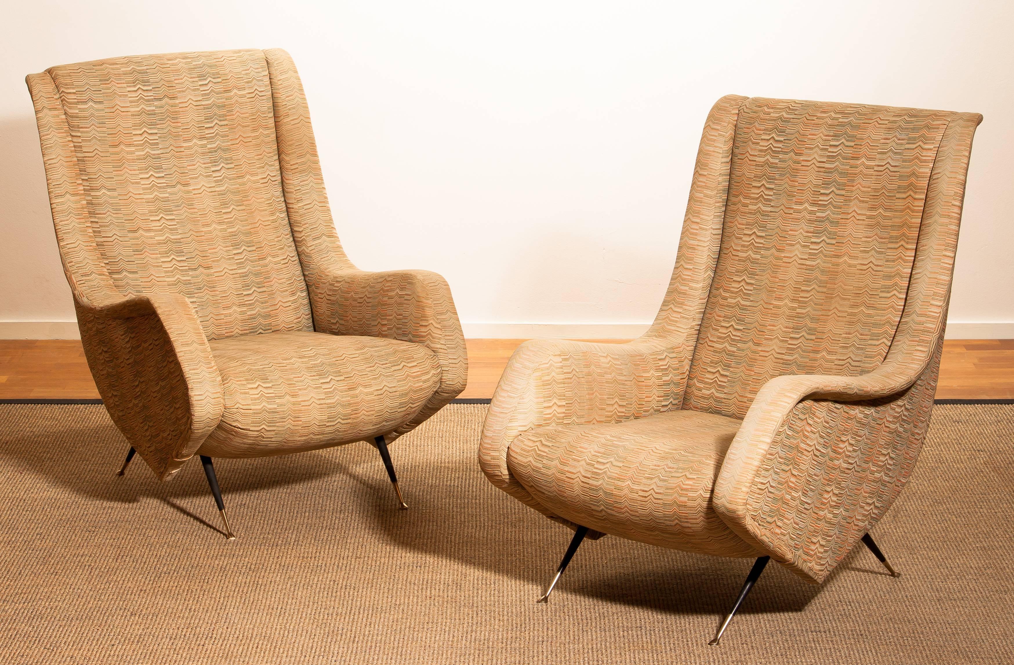 Set of Two Original Easy Chairs from the 1950s by Aldo Morbelli for Isa Bergamo In Good Condition In Silvolde, Gelderland