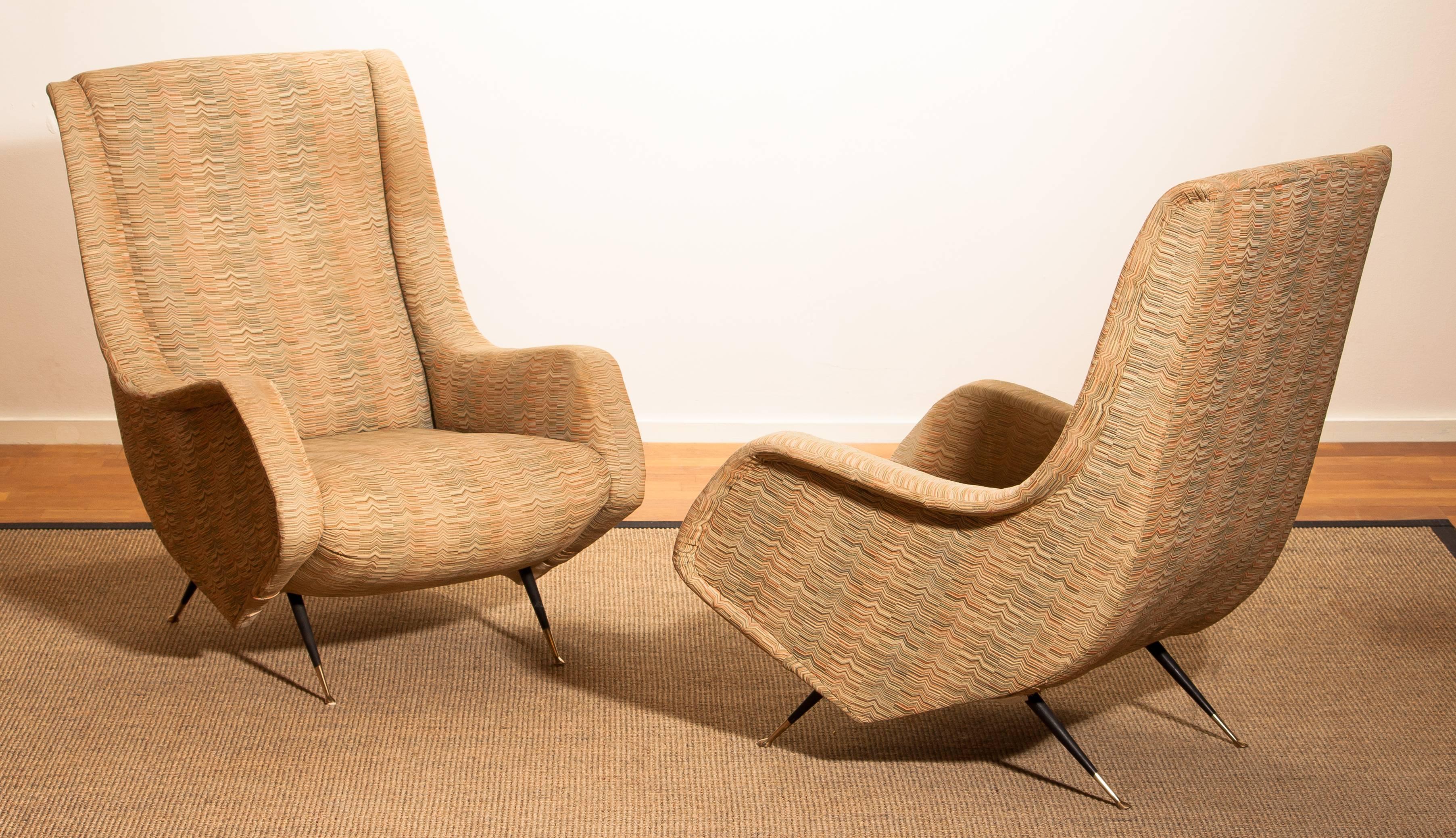 Mid-20th Century Set of Two Original Easy Chairs from the 1950s by Aldo Morbelli for Isa Bergamo