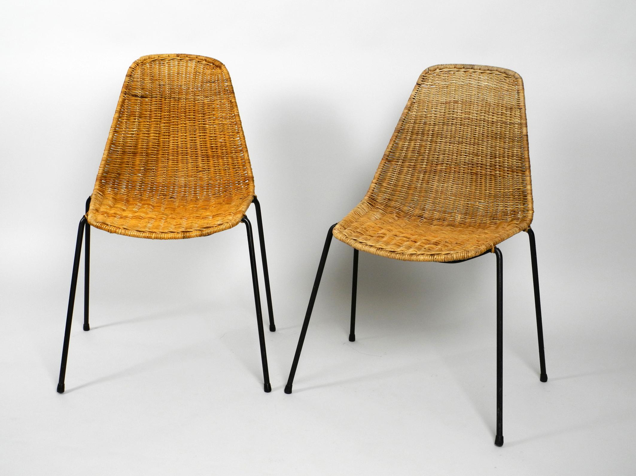 Set of Two Original Mid-Century Modern Gian Franco Legler Basket Chairs In Good Condition In München, DE