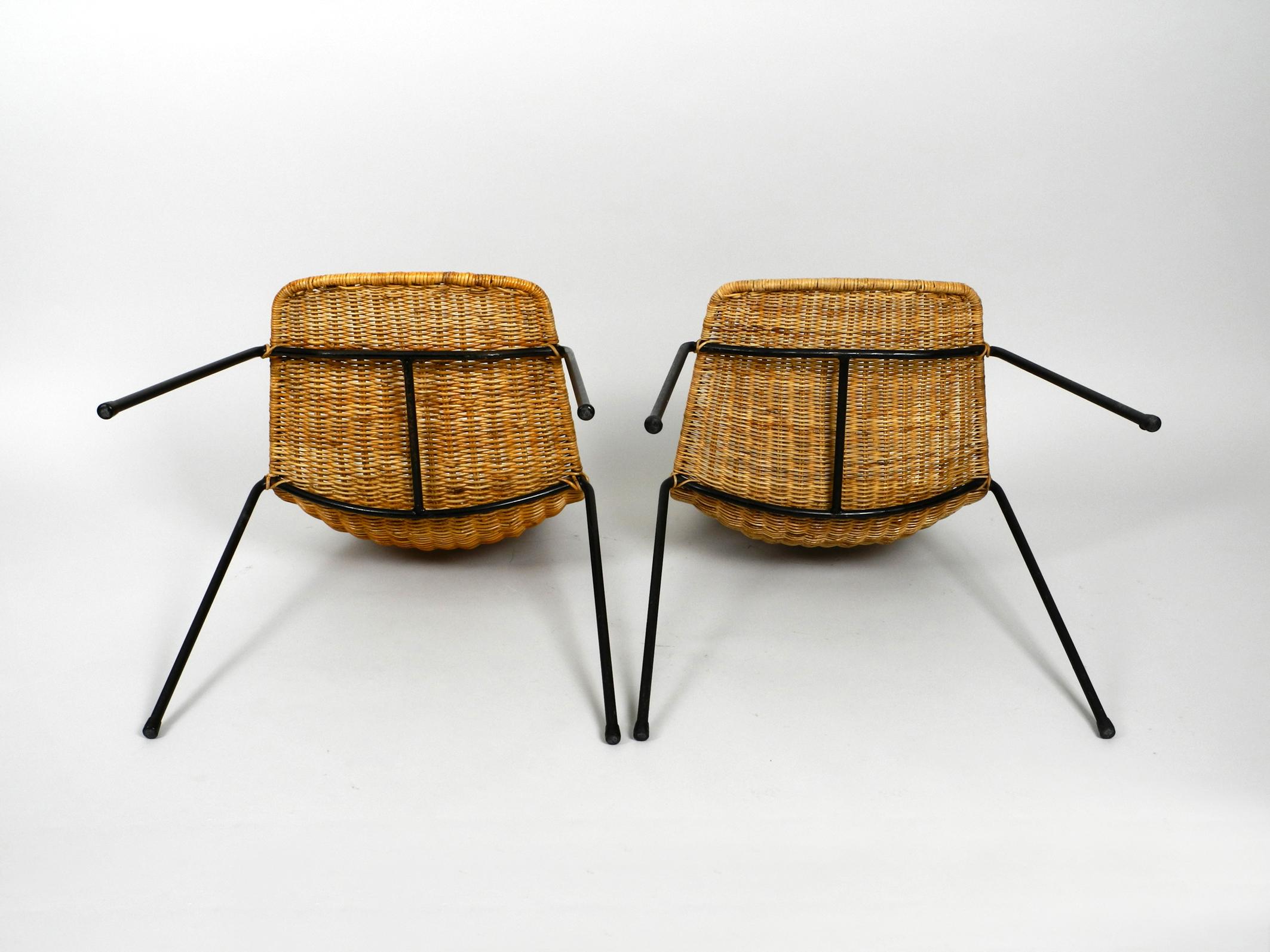 Wicker Set of Two Original Mid-Century Modern Gian Franco Legler Basket Chairs
