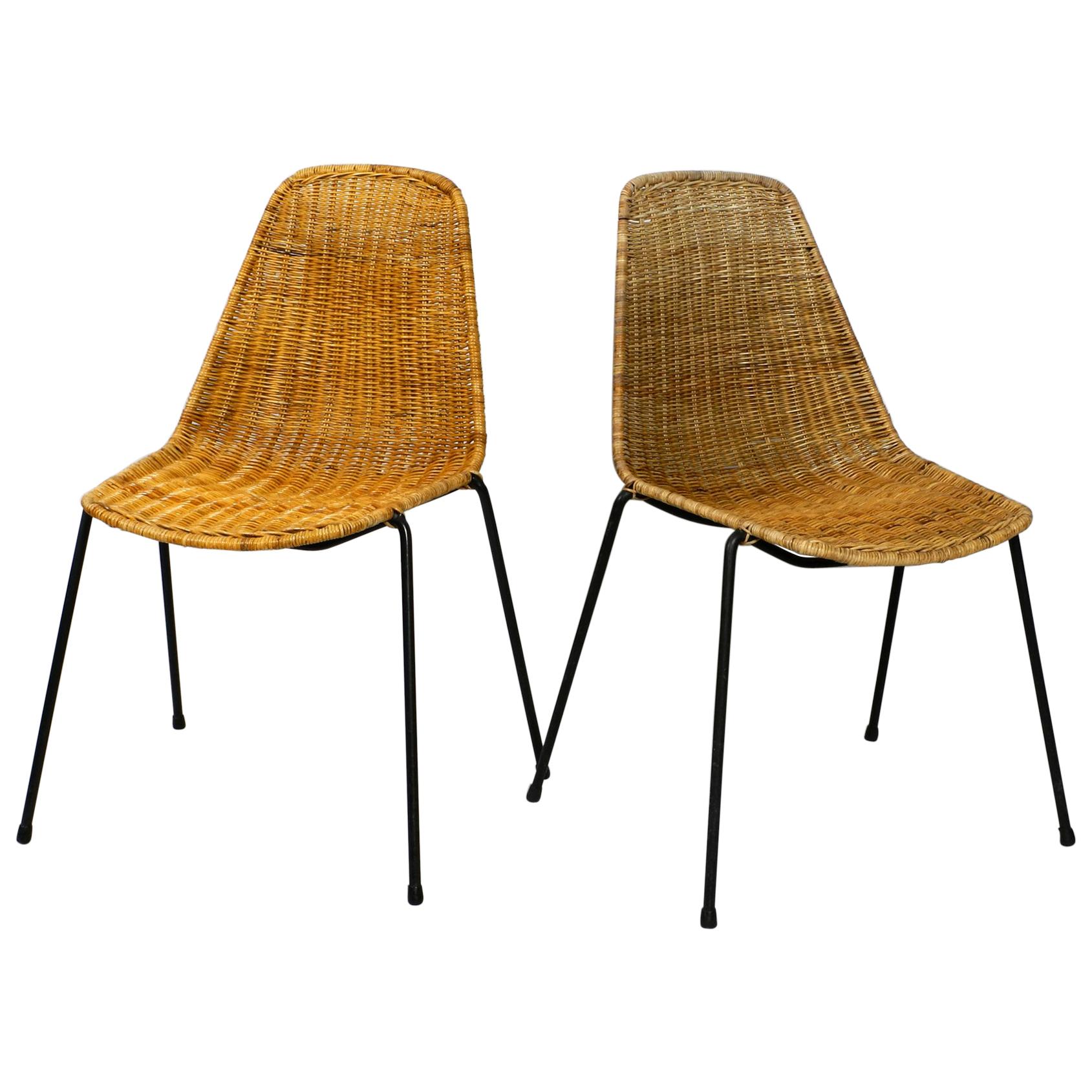 Set of Two Original Mid-Century Modern Gian Franco Legler Basket Chairs