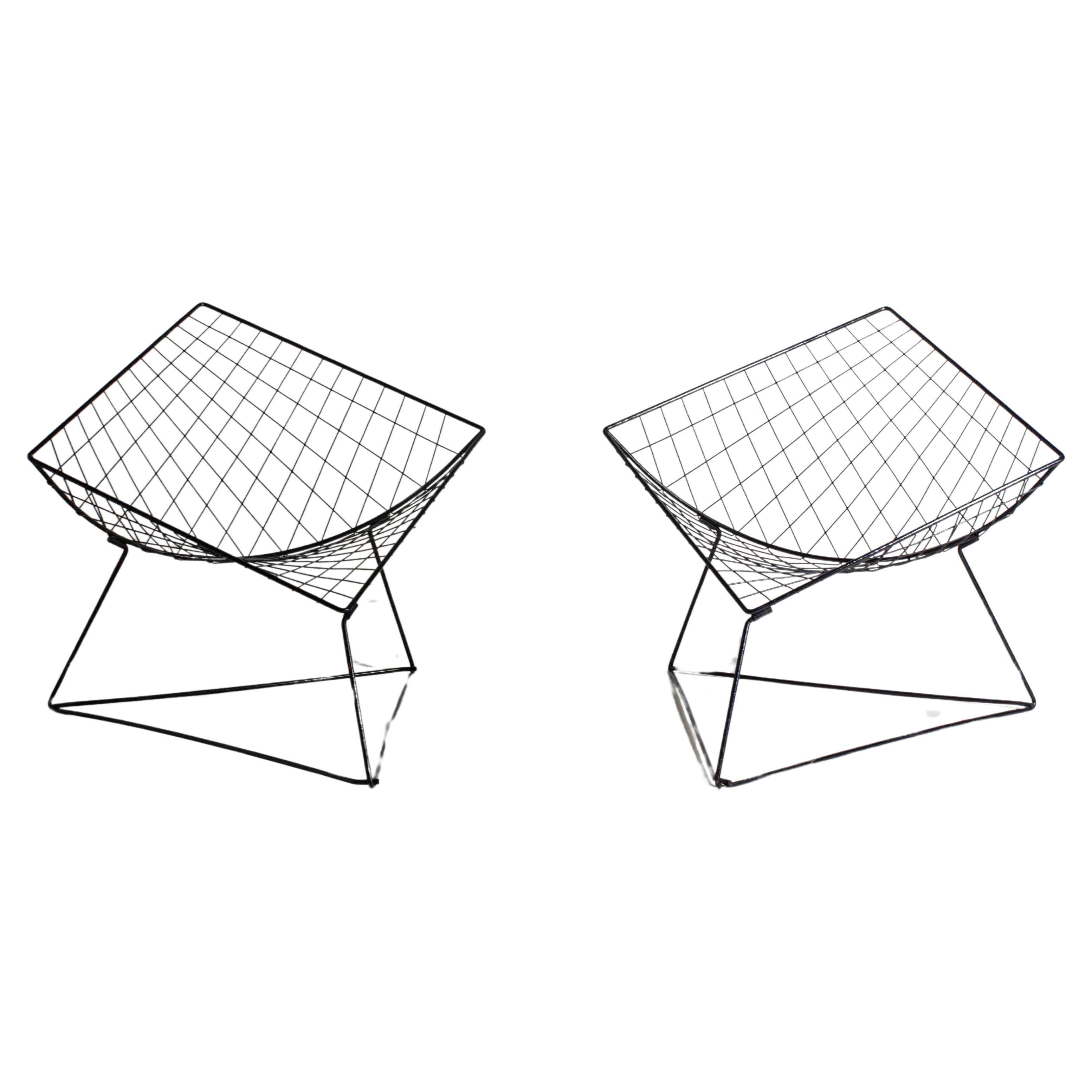 Set of two "Oti" wire lounge chairs by Niels Gammelgaard for IKEA, 1980s