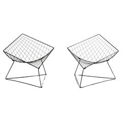 Set of two "Oti" wire lounge chairs by Niels Gammelgaard for IKEA, 1980s