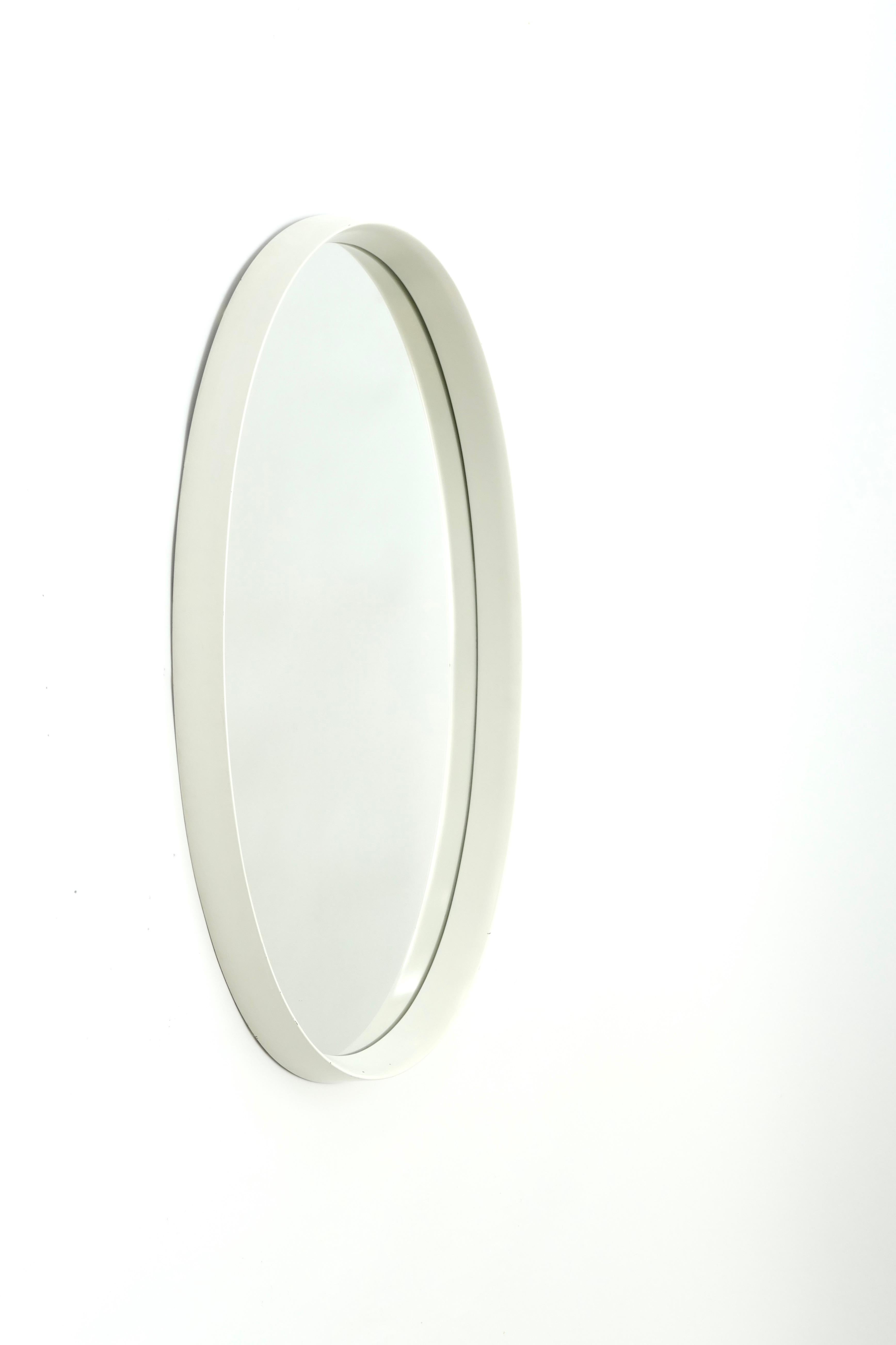 Set of Two Oval Mirrors with a Wood White Lacquered Frame, Germany, 1970s 1