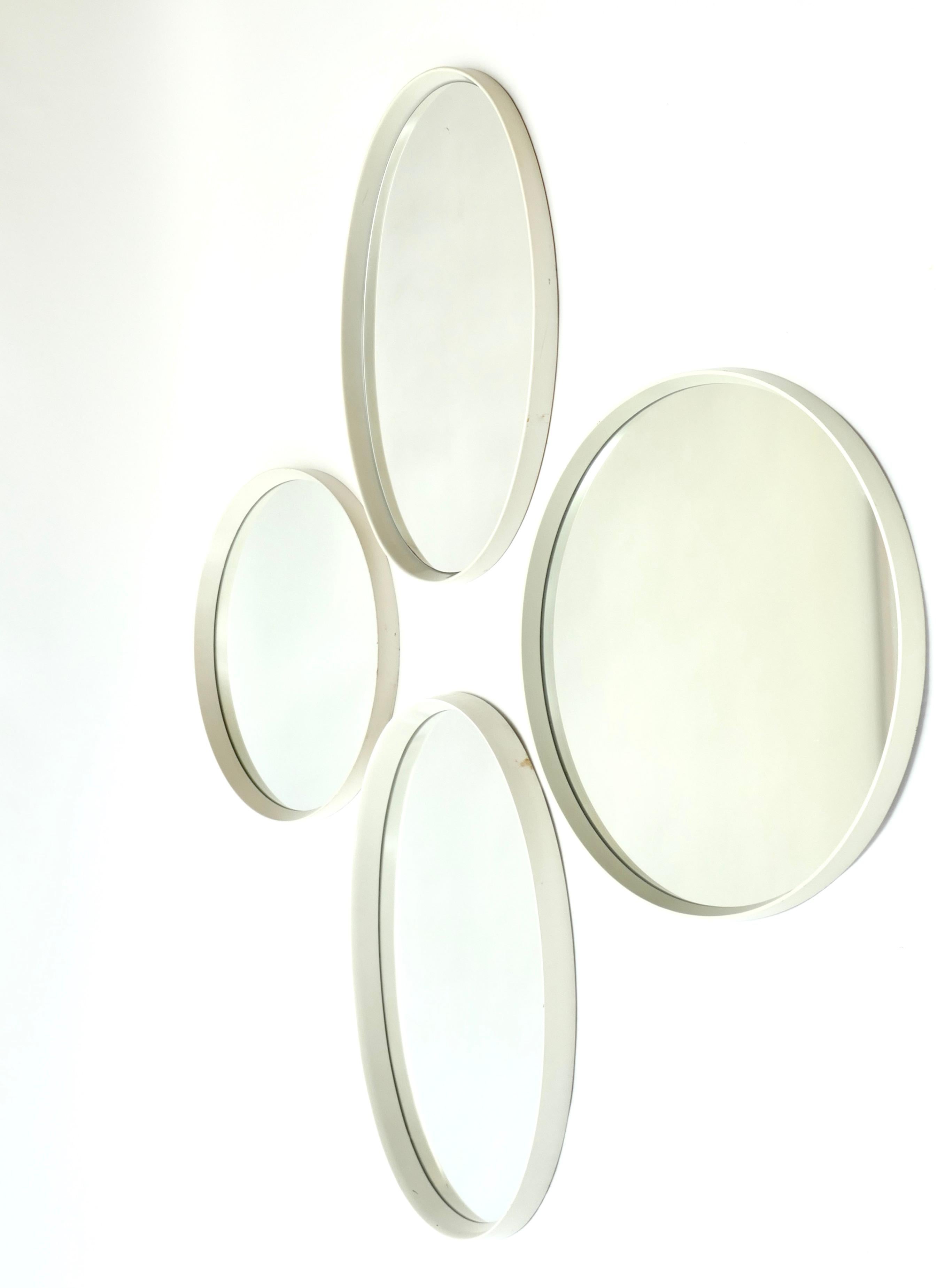 Set of Two Oval Mirrors with a Wood White Lacquered Frame, Germany, 1970s 2