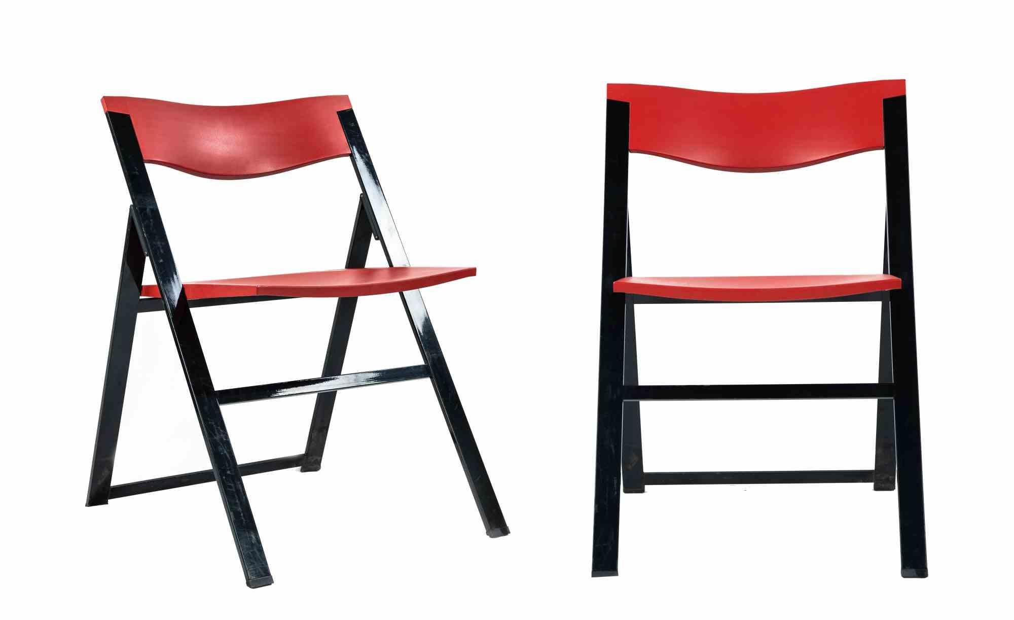 Nylon Set of Two P08 Folding Chairs by Justus Kolberg, 1991 For Sale