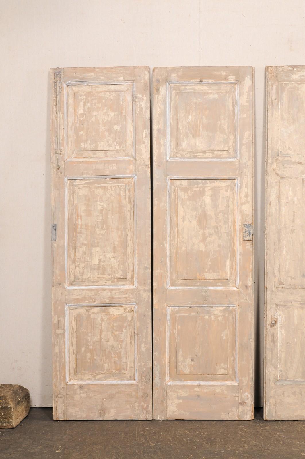 Set di due coppie di porte francesi a pannello rialzato del XIX secolo (4 porte in totale) in vendita 8