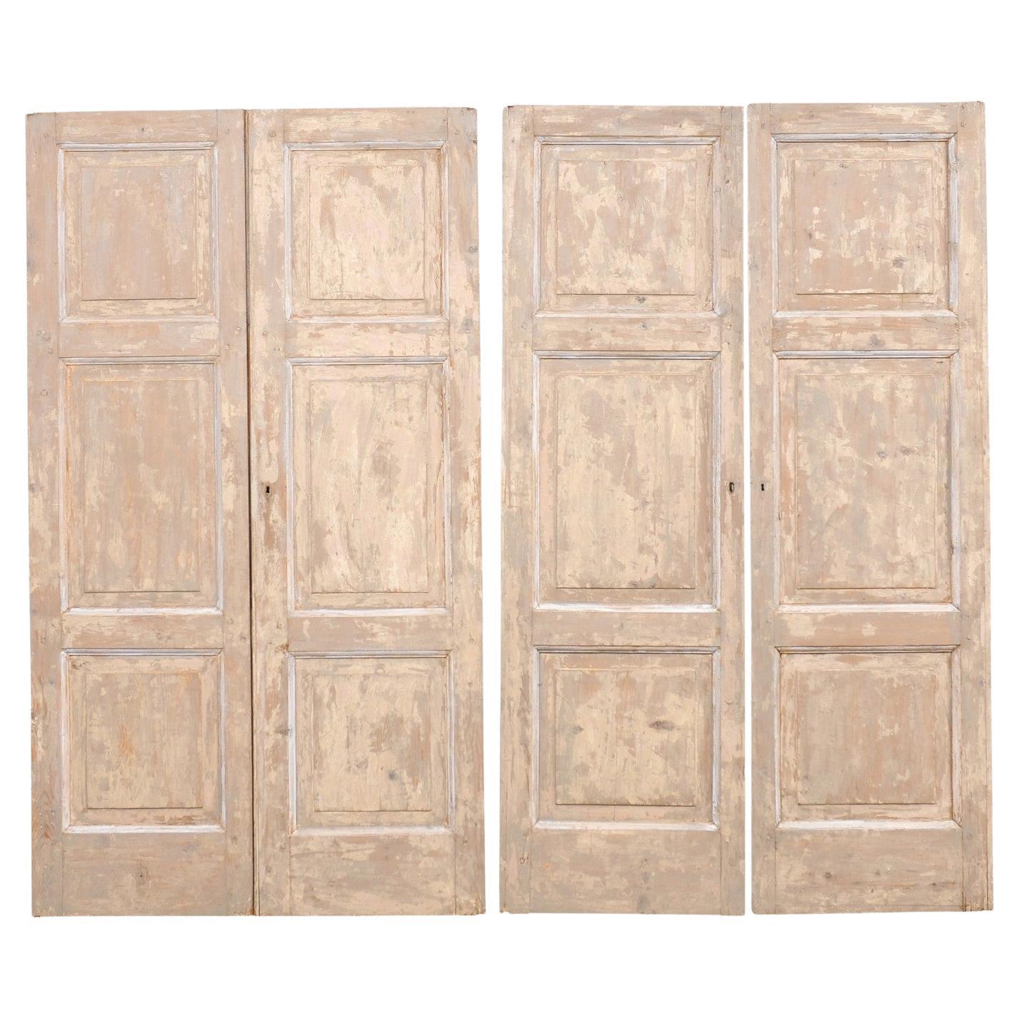 Set of Two Pairs of French 19th C. Raised Panel Doors (4 Doors Total)