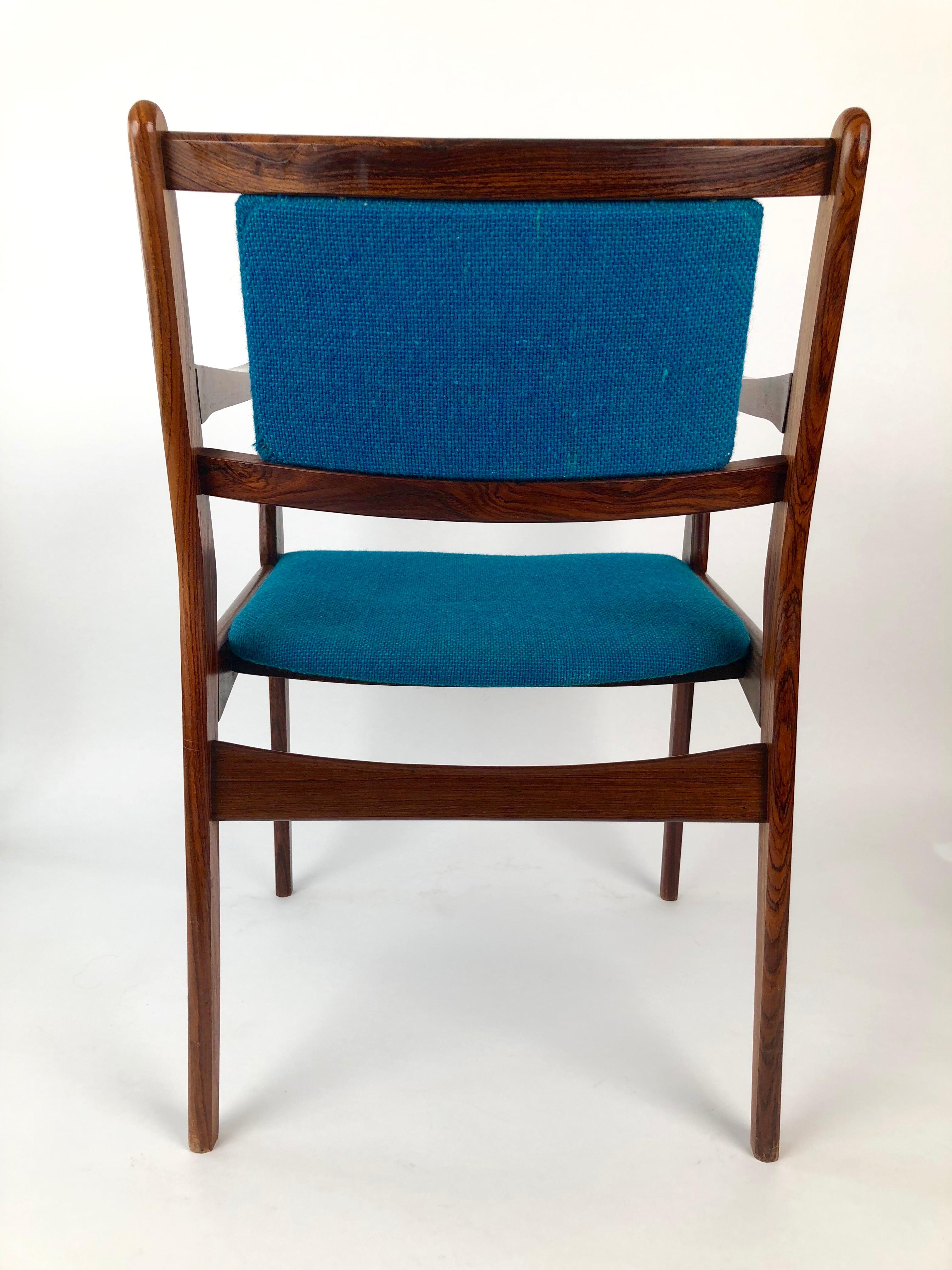 Set of Two Palisander Chairs with Turquoise Fabric from the 1960s In Good Condition For Sale In Vienna, Austria