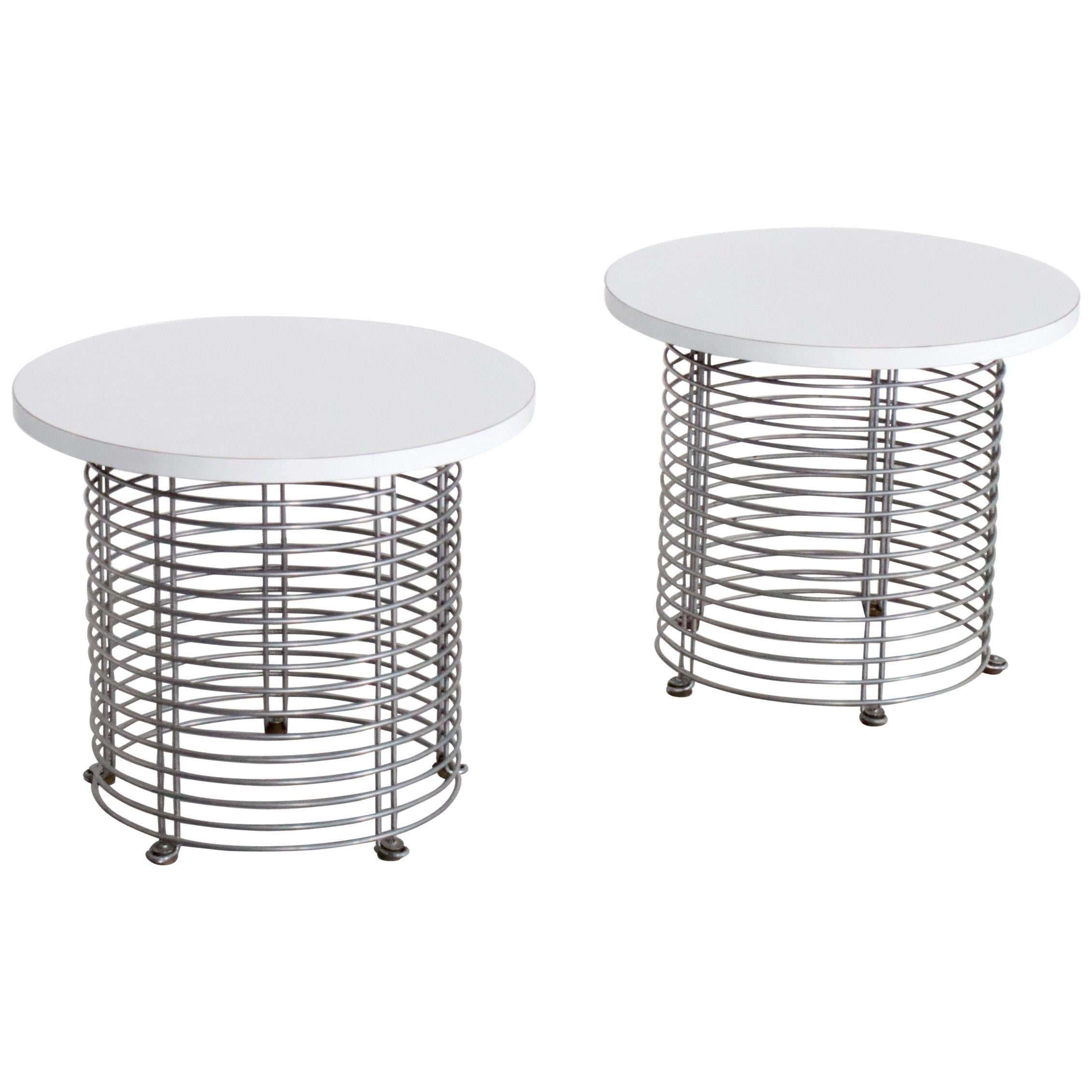 Ensemble de deux tables en fil métalliqueantonova de Verner Panton pour Fritz Hansen, 1971
