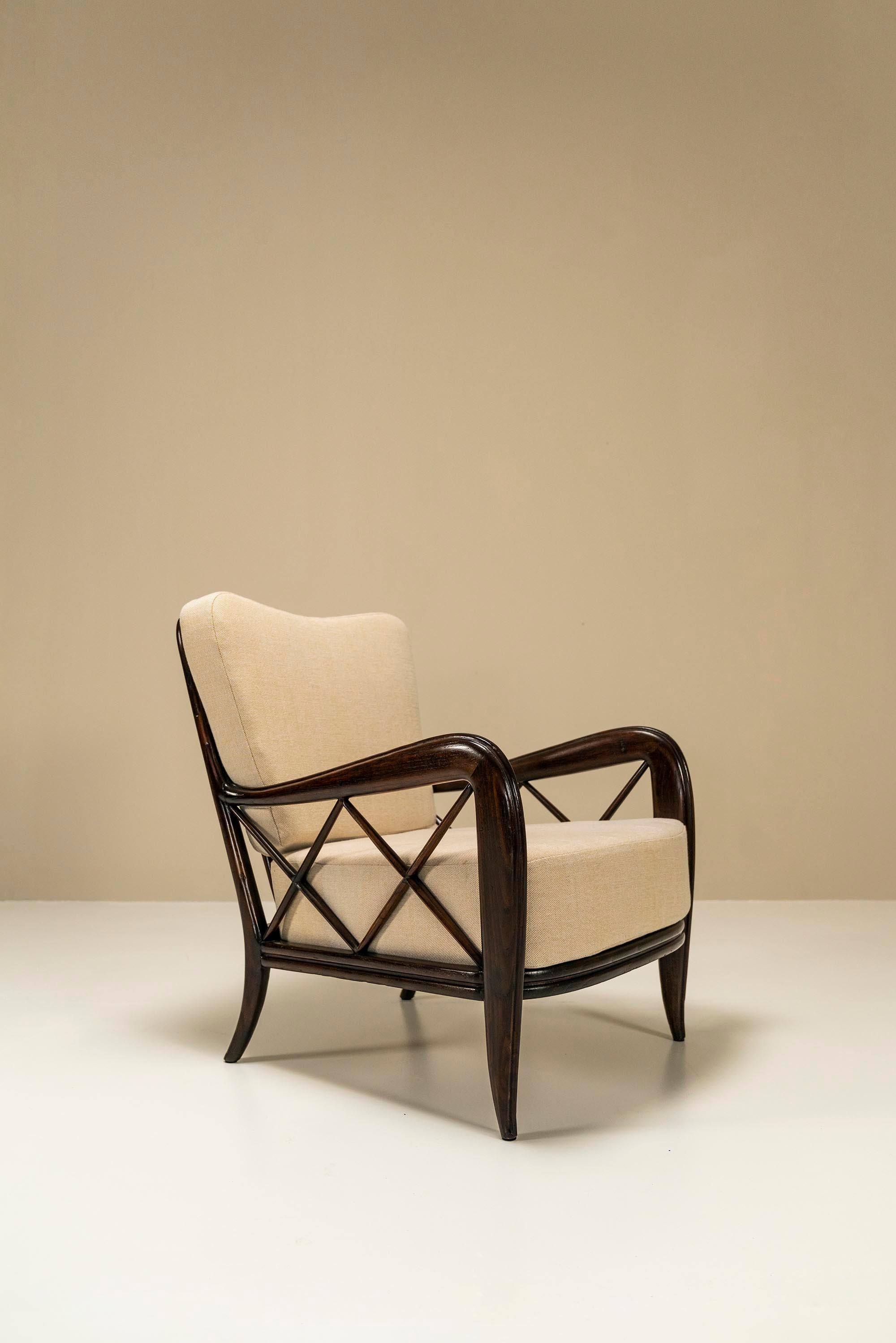 Set Of Two Paolo Buffa Lounge Chairs In Ebonized Wood, Italy 1940s 2