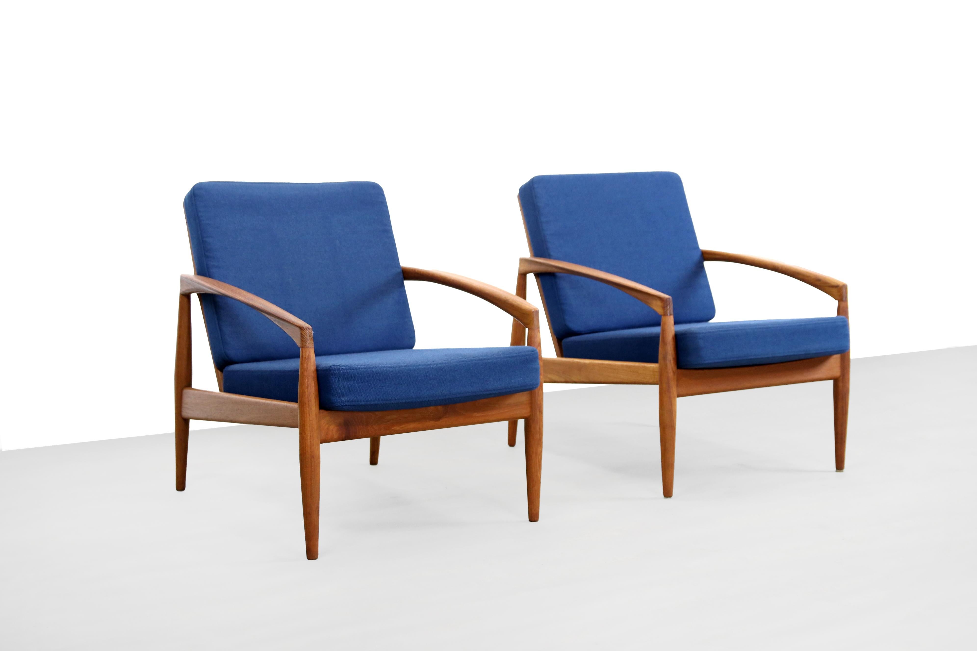 Mid-Century Modern Set of Two Paper Knife Lounge Chairs by Kai Kristiansen for Magnus Olesen, 1950s