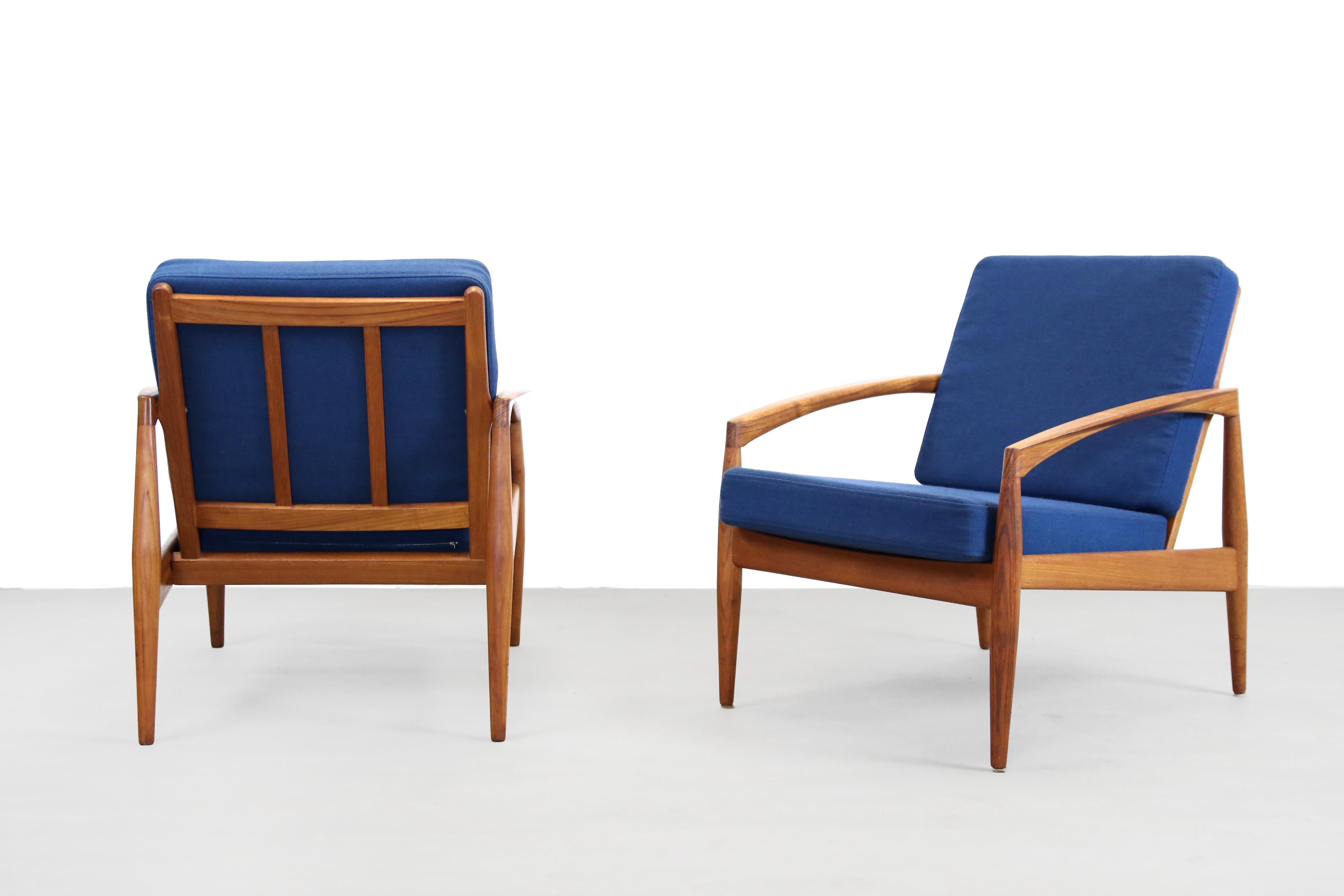 20th Century Set of Two Paper Knife Lounge Chairs by Kai Kristiansen for Magnus Olesen, 1950s