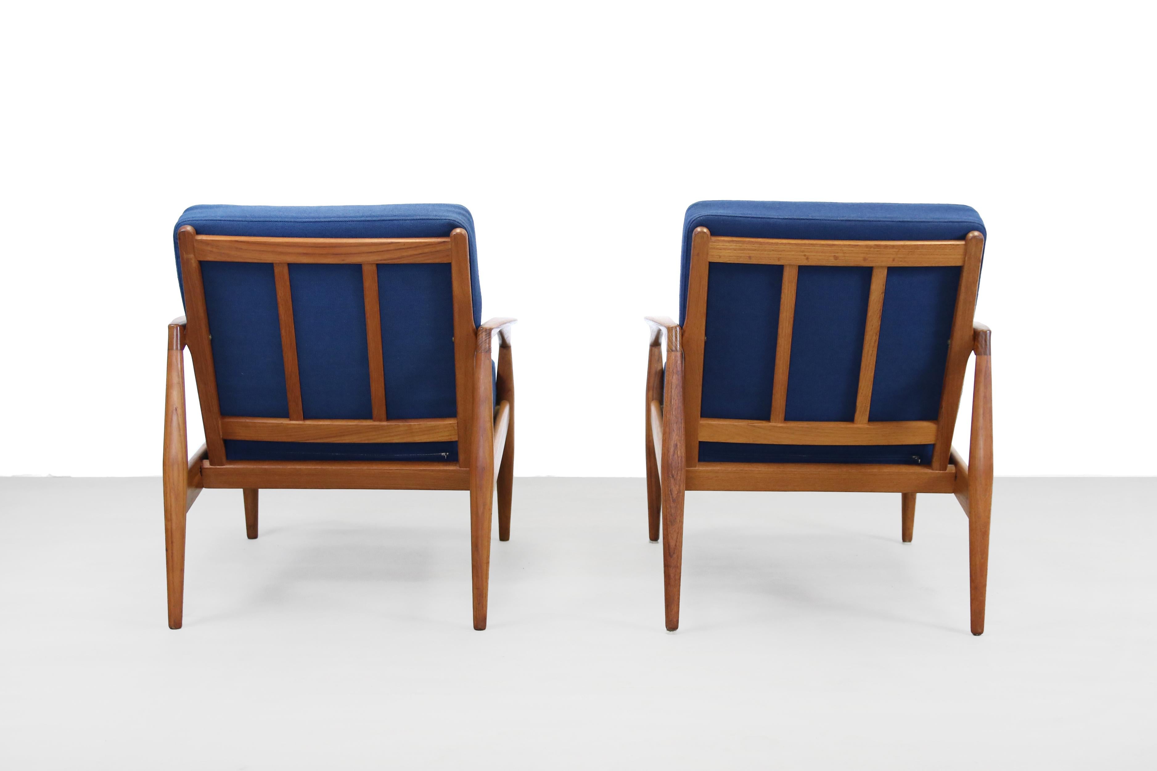 Set of Two Paper Knife Lounge Chairs by Kai Kristiansen for Magnus Olesen, 1950s 1