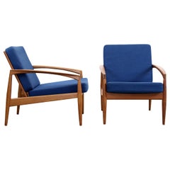 Set of Two Paper Knife Lounge Chairs by Kai Kristiansen for Magnus Olesen, 1950s