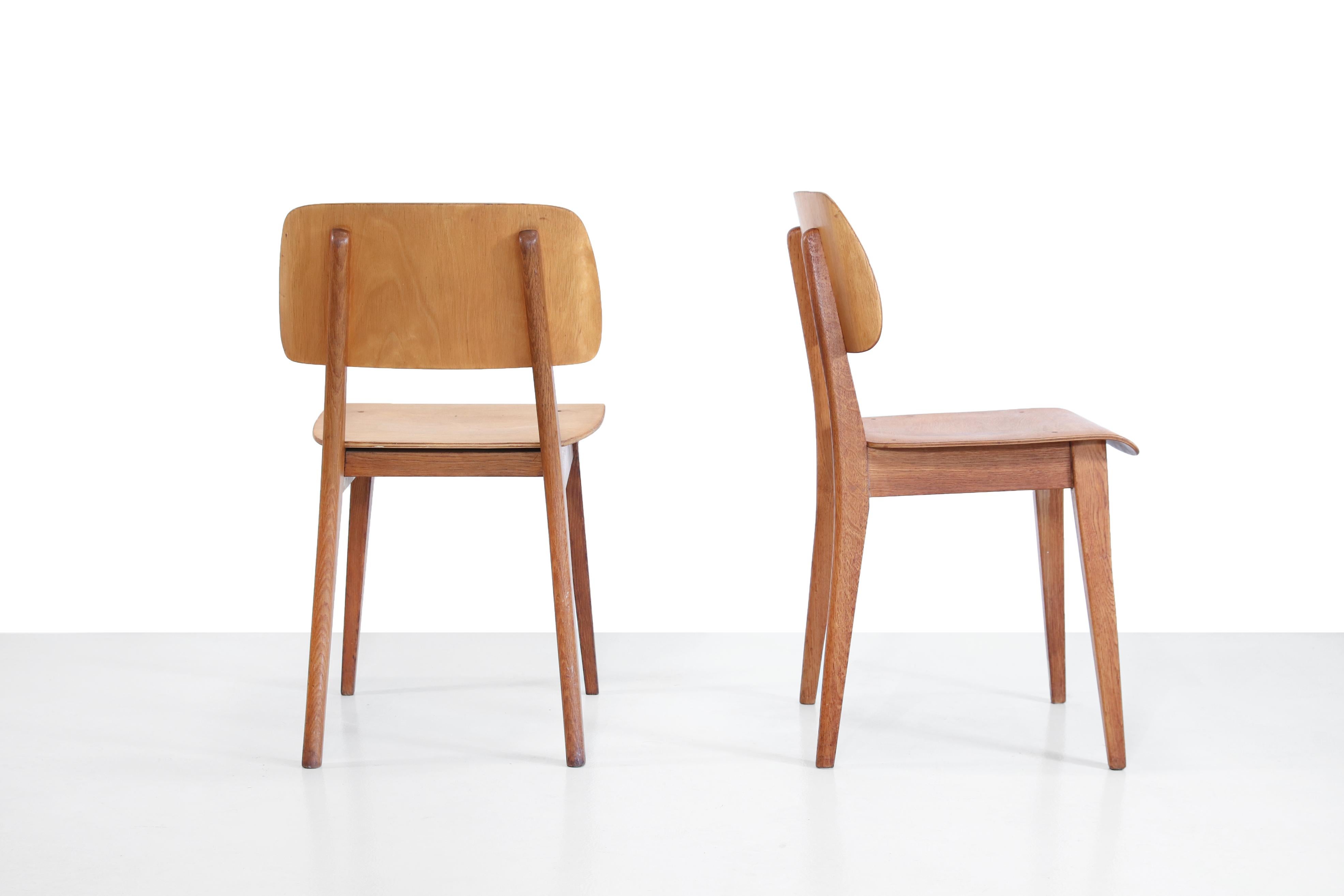 Mid-Century Modern Set of Two Pastoe Irene Chairs by Dirk Braakman, 1940's For Sale