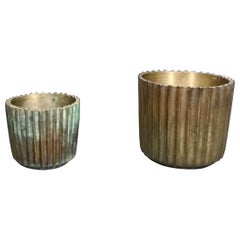 Set of Two Patinaed Bronze Vases Manufactured Denmark 1940’s