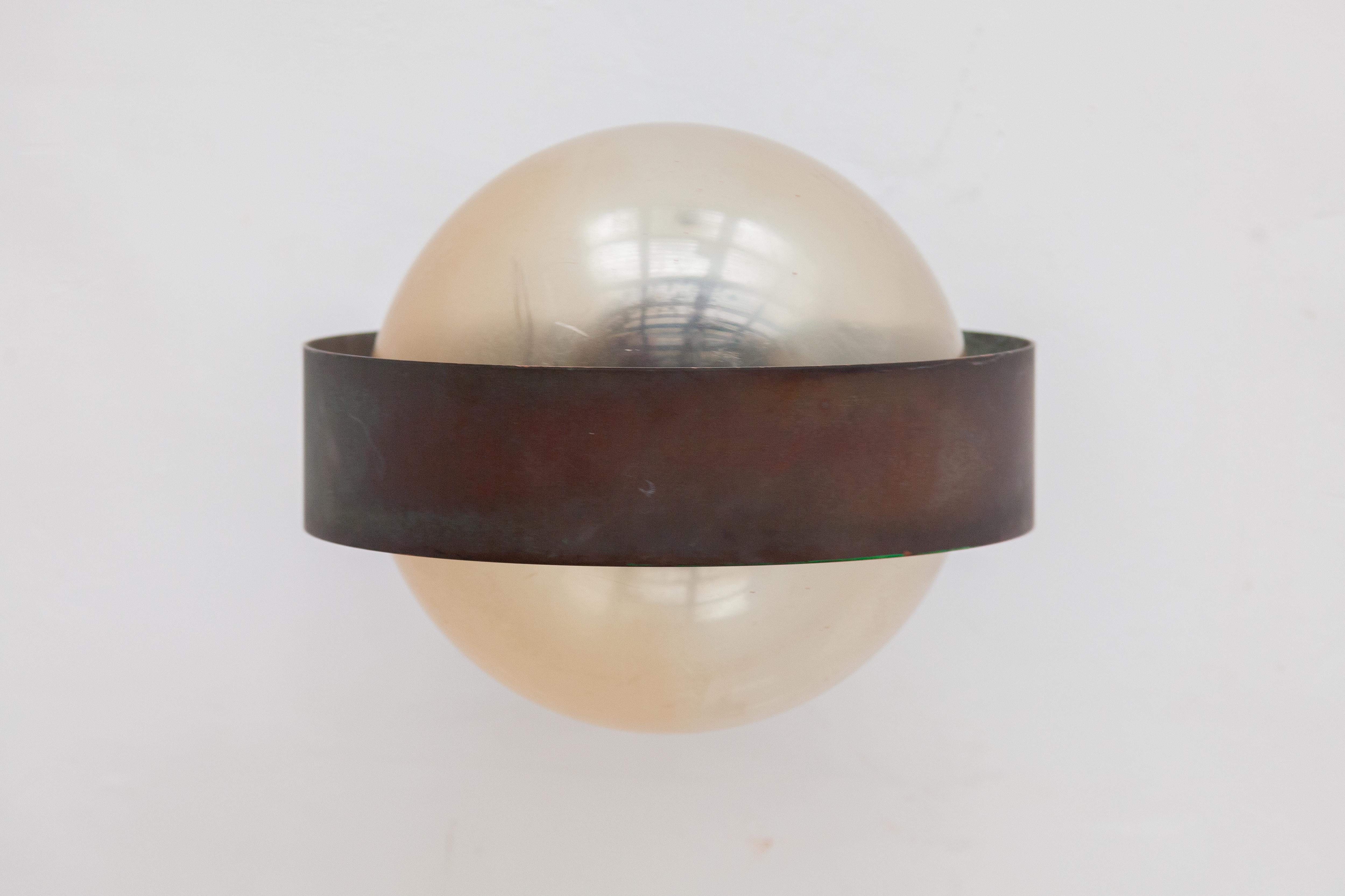 Set of Two Patinated Bronze Globe Outdoor Wall Light 4