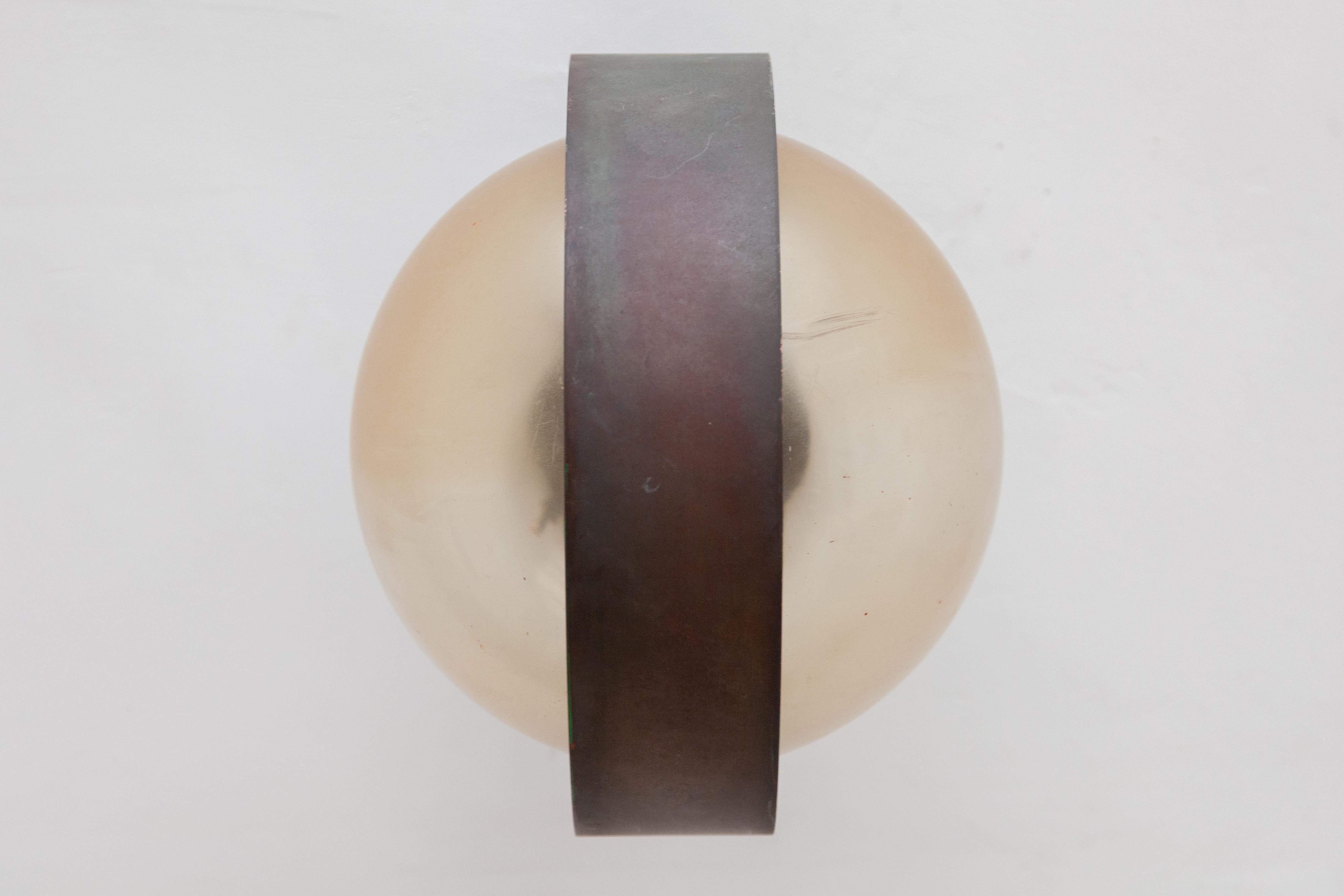 Set of Two Patinated Bronze Globe Outdoor Wall Light 6