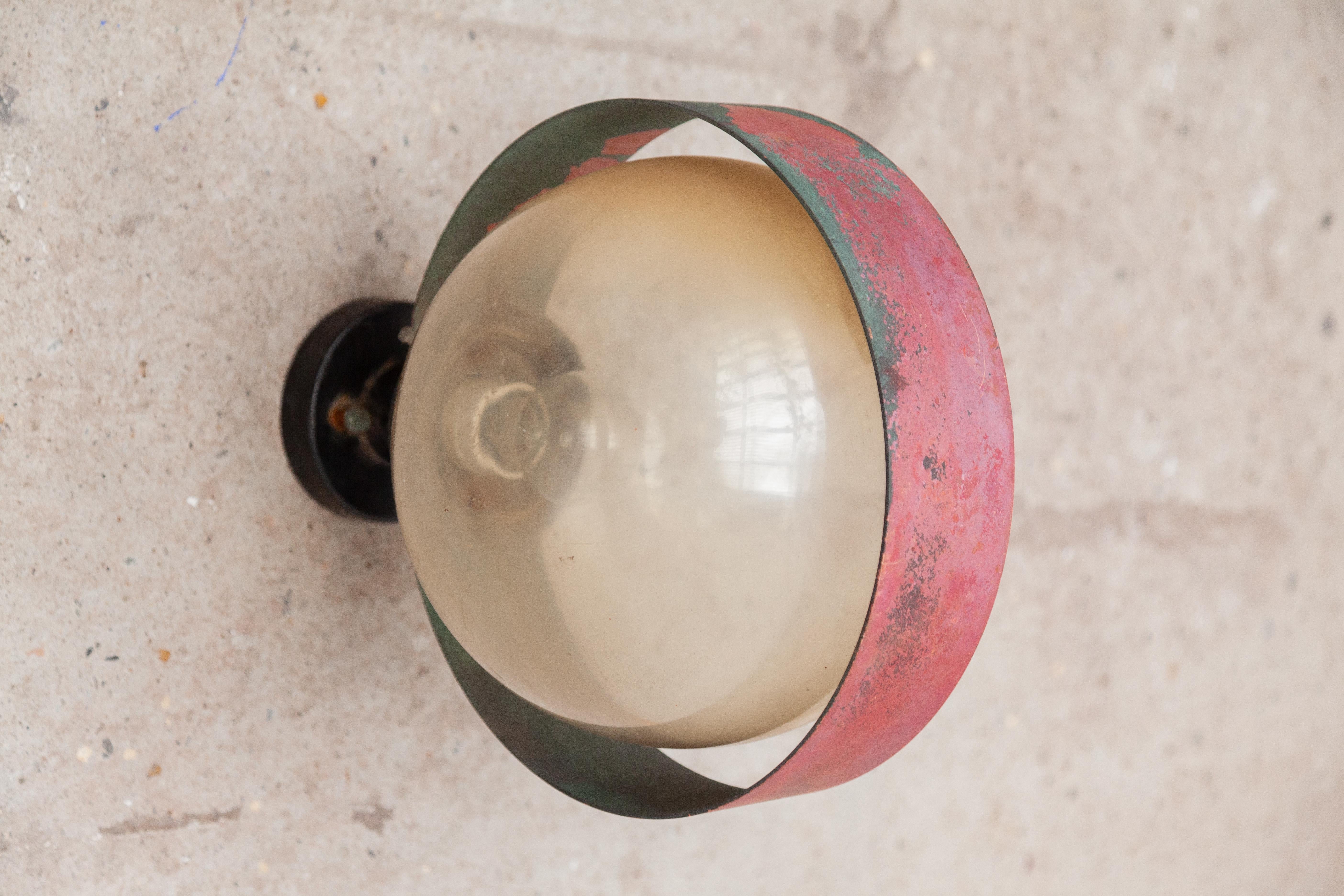 Belgian Set of Two Patinated Bronze Globe Outdoor Wall Light