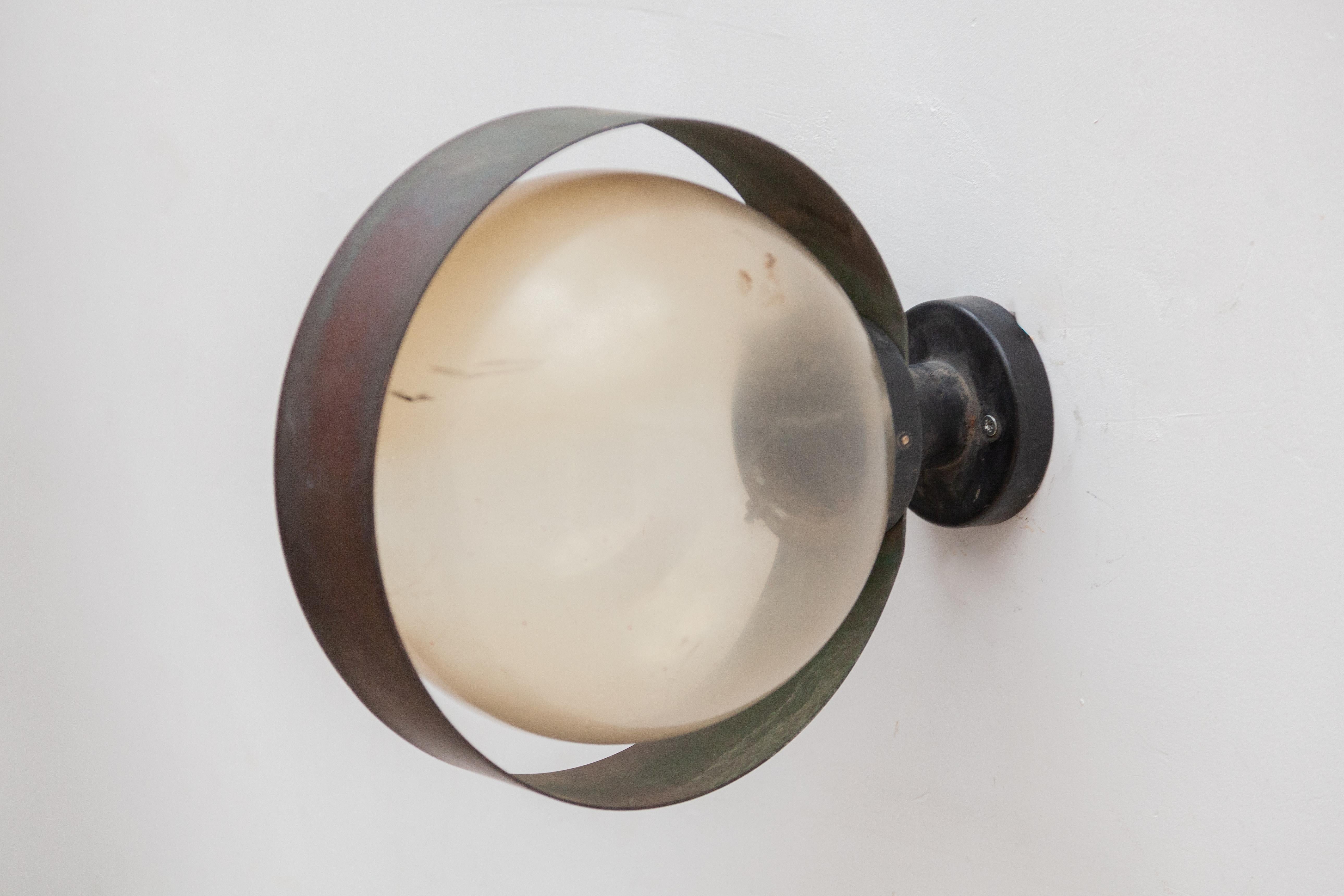 Set of Two Patinated Bronze Globe Outdoor Wall Light 2