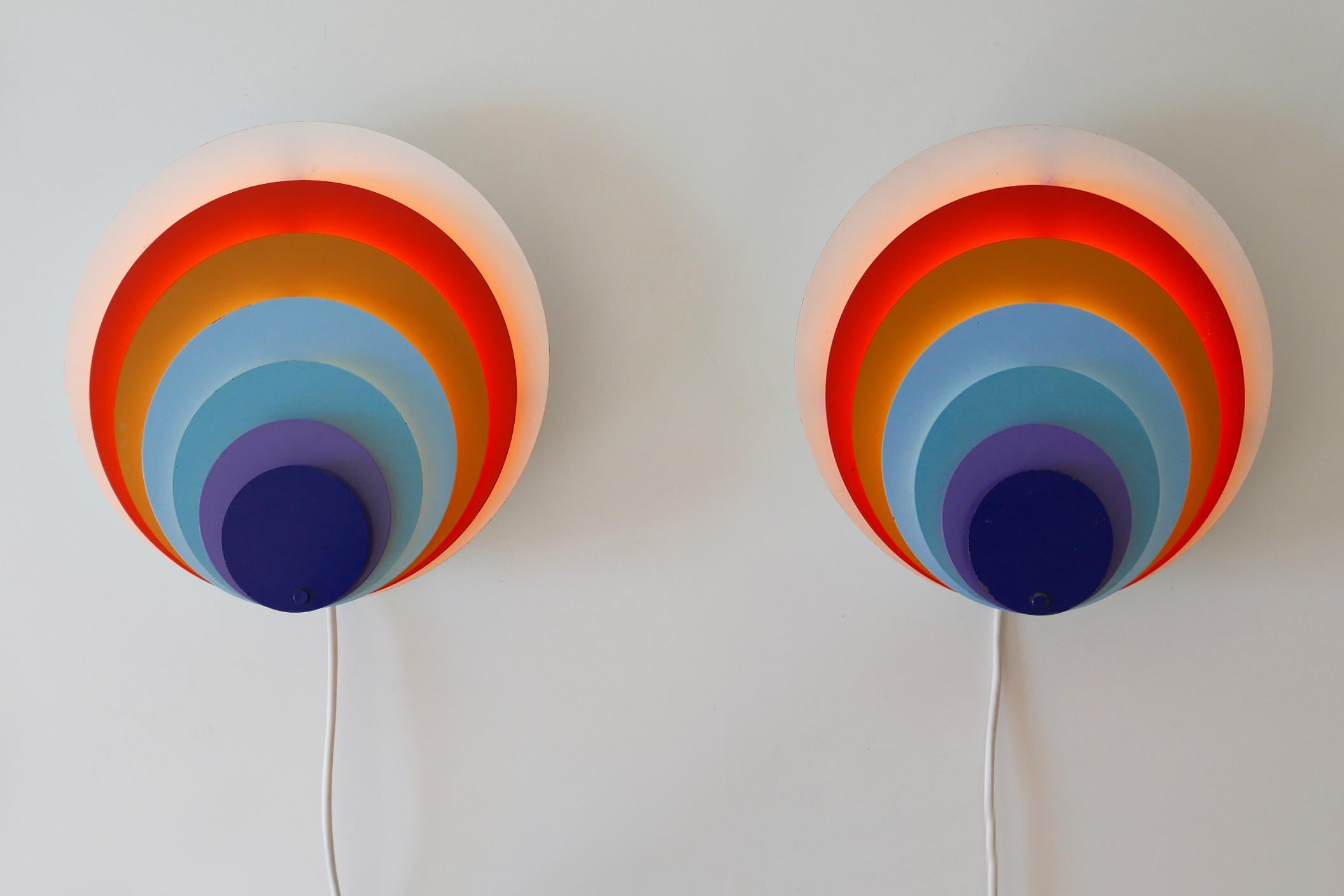 Set of Two Peacock Wall Lamps or Sconces by Bent Karlby for Lyfa, 1974, Denmark 2
