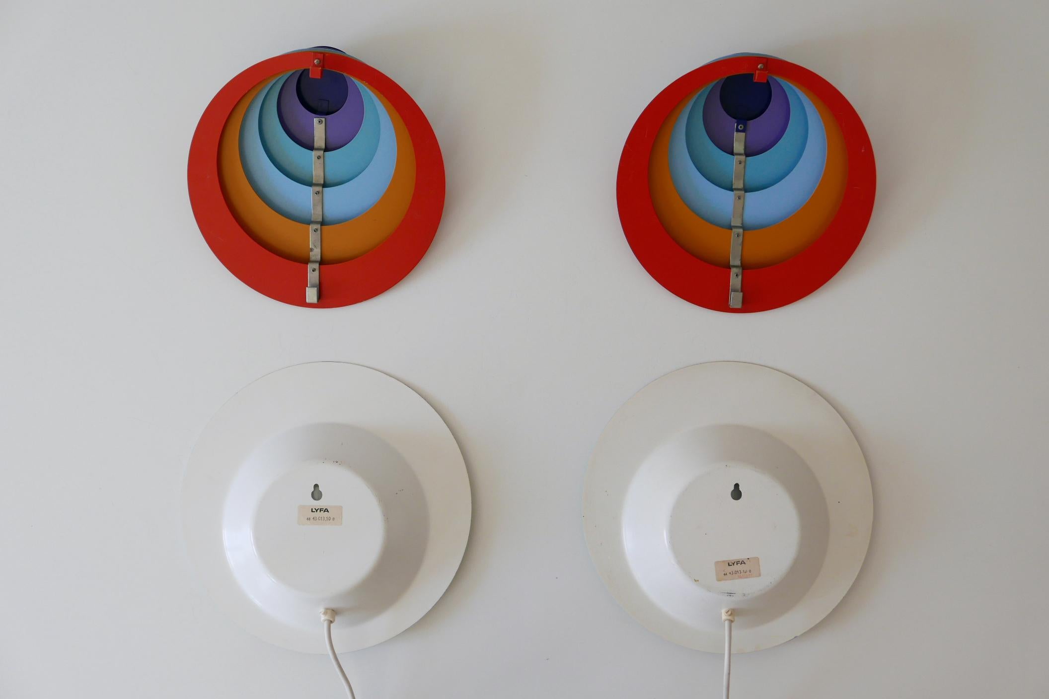 Set of Two Peacock Wall Lamps or Sconces by Bent Karlby for Lyfa, 1974, Denmark 10