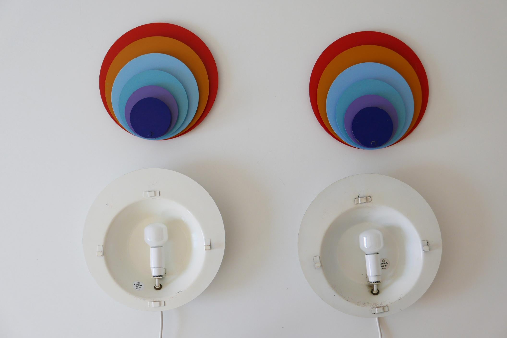 Set of Two Peacock Wall Lamps or Sconces by Bent Karlby for Lyfa, 1974, Denmark 11